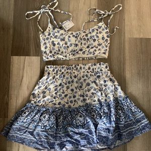 Floral blue and white two-piece. Rue 21 Size M